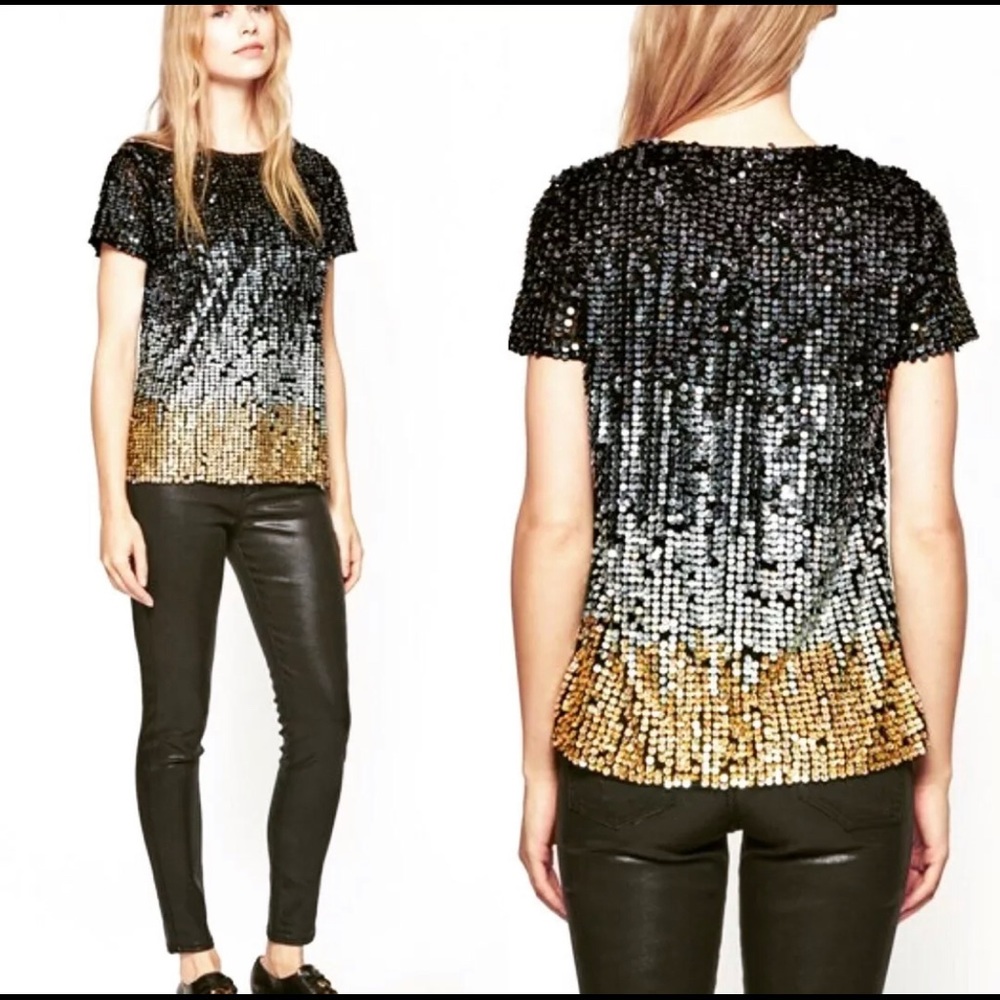 FC $198 NWT cosmic ombré sequin navy flashy formal